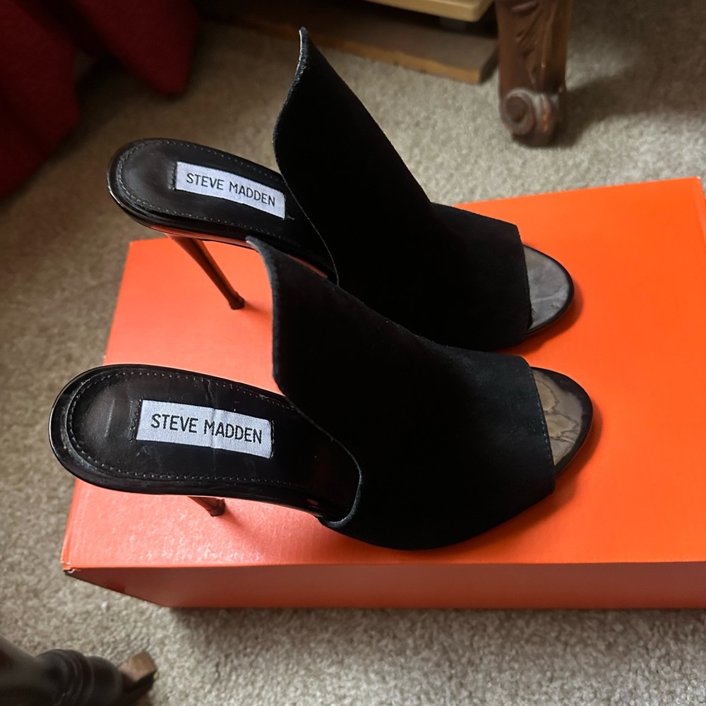 Steve Madden Black Open-Toe Heels